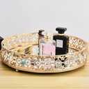 Round Gold Mirror Coffee Table Tray - Decorative Organizer for Perfume, Makeup, Vanity, Dresser Tops (11.8 in)