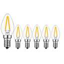 KIMROO 2W E12 C7 Candelabra LED Bulbs(6 Pack) 15W Enquivalent E12 Base LED Filament 2W Bulb 120V Dimmable 2700K Warm White Clear Glass C7 Mini Candle Torpedo Shape for Night Light (Warm White)