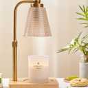 Candle Warmer Lamp - Electric Candle Warmer with Timer, Adjustable Height & Brightness, 2 Replacement Bulbs,  Perfect for Jar Candles, Kitchen, Living Room, Bedroom (Gold)