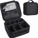 Travel Makeup Case, Cosmetic Train Case Organizer Portable Artist Storage Makeup Bag with Adjustable Dividers for Cosmetics Makeup Brushes Toiletry Jewelry Digital Accessories - Black