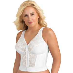 Exquisite Form 5107565 Fully Slimming Wireless Back & Posture Support Longline Bra with Front Closure & Lace (46D, White)