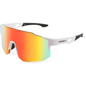 FEISEDY Sports Sunglasses for Men, Women and Teens - Baseball, Biking, Cycling UV400 Protection B2388 (75mm, 007-white)