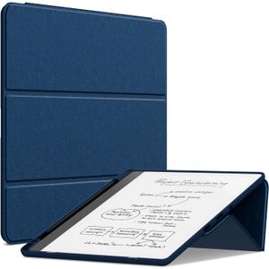 All-New Kindle Scribe Case (10.2", 2024/2022 Released), Sanyetral Premium PU Leather Dual Angle Trifold Stand Cover with Pen Holder and Auto Sleep/Wake Function, Not for TCL Remarkable -Dark Blue