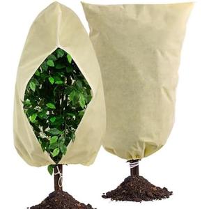 2 Packs Plant Covers Freeze Protection, 2.2oz/yd² (78.7" 94.5") Large Frost Cloths Blankets for Outdoor Plants, Shrub Tree Jacket Covers for Winter with Zipper Drawstring