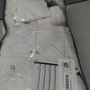 Custom Pinch Pleat Flax Linen 86 Inch Nursery Blackout Curtains 2 Panels Set, Neutral Beige White Room Darkening Thermal Double Layer Thick Drapes with Hooks Rings Curtain 86 Inches Long for Kids Room