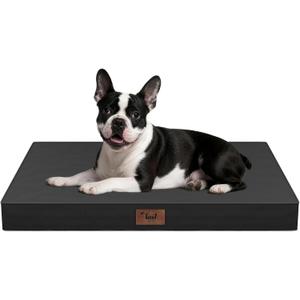 Outdoor Dog Bed for Small Dogs, Waterproof Dog Crate Bed for Medium Dogs Cats, Orthopedic Egg Crate Foam Pet Bed with Washable Removable Oxford Cover, Black
