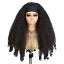Quantum Love Yaki Curly Headband Wigs for Black Women New Afro Curls Synthetic Braided Hair 24Inch Wear and Go Kinky Curly Glueless Headband Wig with Bouncy Curls