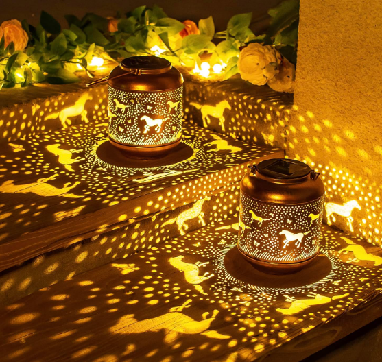 2 Pack Horse Solar Lanterns Outdoor Waterproof,Hanging Solar Lights Horse Gifts for Women Men Metal LED Decorative Light for Yard,Patio,Lawn,Tabletop,Pathway,Landscape,Garden Decor