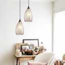 Glass Shade Battery Operated Pendent LightNot Hardwired Remote Control Pendent LightBattery-Powered Chandelier with Dimmable Bulb