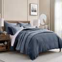 Levtex Home Cloud Waffle King/Cal King Comforter Set (106x94in) with 2 Pillow Shams (36x20in) - Solid Waffle Cotton Texture - Navy - 100% Cotton King Size Comforter Set - Soft, Pre-Washed