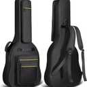 CAHAYA 44 Inch Guitar Bag Multi-pockets for Jumbo and Dreadnought Yellow Line Guitar Case 0.47in Thick Padding Water Resistent Dual Adjustable Shoulder Strap Gig Bag with Back Hanger Loop CY0284