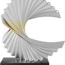 Ocean Wave Sculpture - Modern Funky Abstract Statue, Resin Wave Sea Ornament for Home Office Desk Shelf Accents (Silver)