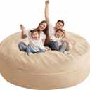 HABUTWAY XX-Large Bean Bag Chair: Giant 7' Memory Foam Furniture Bean Bag Chairs for Adults with Microfiber Cover 7Ft (Khaki) (Camel)
