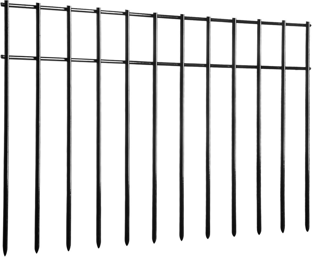 Adavin Small or Medium Animal Barrier Fence, 15 Pack Black 20 In(L)X12 In(H) Dog Digging Fence Barrier, Dog Rabbit Fences Protector,Outdoor Pet Metal Fences Panel Ground Stakes for Yard.Total 25 Ft(L)