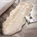 Phantoscope Faux Fur Rug, Fluffy Soft Faux Fox Fur Area Rugs for Bedroom Livingroom Kids Room Decor,Shaggy Fur Rugs Anti-Skid, White Brown, 2 x 6 Feet