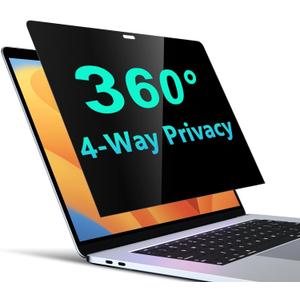 PYS 4-Way Privacy Screen for MacBook Pro 13 Inch (2016-2022, M1, M2) & MacBook Air 13 Inch (2018-2021, M1) - 360 Anti-Spy Filter, Matte Anti-Glare Protector, Scratch-Resistant Film, Laptop Privacy Filter Shield (Black)