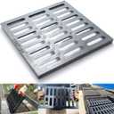 Cast Iron Drain Grate, 20 * 20in Heavy Duty Outdoor Drain Cover, B125 Class Channel Grate, Metal Sewer Grate, Black Square Drainage Grate for Concrete Floor, Yard, Driveway & Garage