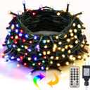 Twinkle Star Christmas String Lights, 66ft 200 LED Color Changing Tree Light Plug in 11 Modes Functions Warm White & Multicolor with Remote Timer, Connectable for Outdoor Indoor Xmas Party Decorations