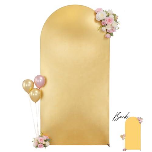 Wedding Arch Backdrop Cover, 7.2FT Gold Yellow Arch Cover Stretchy Backdrops, Double-Sided Arch Stand Covers for Wedding Ceremony, Baby Shower, Birthday Party Decoration