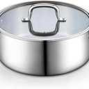 Cook N Home 7 Quart Tri-Ply Clad Stainless Steel Stockpot with Glass Lid