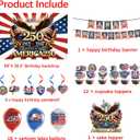 Independence Day Party Decoration Gift Set, July 4th Theme, Includes Banners, Balloons, Backdrop, Tablecloth, Cake Toppers, Cupcake Decorations