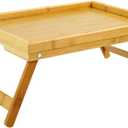 Bamboo TV Bed Tray Table with Folding Legs Serving Trays Drawing Table Portable Laptop Desk Snack Table Breakfast Trays (Natural)