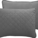 Easy-Going Twin Size Reversible Quilt Set with 1 Quilt and 1 Pillow Shams, Soft Bed Quilt Cover, Water Resistant Lightweight Microfiber Bedspread, Stain Resistant, Gray/Light Gray (Twin (68''x88''))