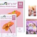ZBEIVAN Photo Paper 5x7, 8x10 inch, Glossy Photo Papers 100 Sheets, 200 GSM Paper for Printer (50 Sheets of each size 5x7, 8x10)