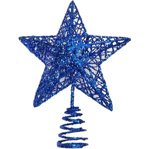 Christmas Tree Star Topper, Xmas Tree Topper Glittered 5 Point Star Treetop for Christmas Tree Ornament (Blue)