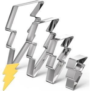 Havawish 4 Pcs Cookie Cutter Set 2 in to 5 in Cookie Cutter Stainless Steel Cookie Cutter for Baking Fondant Fruit Bread Birthday Party Decorations(Lightning Bolt)