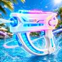 LED Electric Water Gun with Sound Effects, Automatic Water Blaster for Adults Kids, Long Range Squirt Gun for Outdoor Pool Beach Party, Summer Toy (Blue)