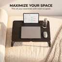 23.4" Foldable Lap Desk Bed Table with Cup Holder Tray Black