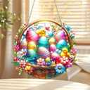 2 x Easter Decorations - Easter Egg Basket Acrylic Suncatcher Ornaments, Colorful Acrylic Sun Catchers for Easter Home Decor Spring Wall Hanging Art