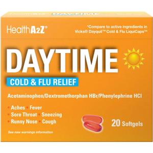 3 x HealthA2Z Daytime | Cold & Flu Medicine | Powerful Multi-Symptom Daytime(20 Softgels) (Daytime Cold & Flu Medicine (20 Count Pack of 1))