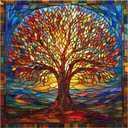 Mosaic Tree of Life Jigsaw Puzzles 1000 Pieces, PICKFORU Colorful Stained Glass Puzzles for Adults, Impossible Hard Plant Art Theme, Challenging for Adults