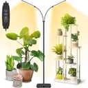 Vsoke Plant Grow Light Dual Head, 40W Indoor Growing Lights,144LEDs Full Spectrum Wide Illumination Area, 63IN Adjustable Height Stand, 10 Dimmable, 3/9/12H Auto Timer, Floor Lamp for Plants Growth