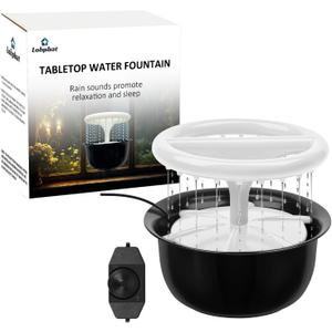Tabletop Fountains Indoor, Great Gift for Christmas, Small Desk Waterfall Fountain for Living Room/Office Zen/Home Dcor, Aluminum Die Casting Pot, White