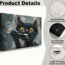 Funny Cat Brushing Teeth Canvas Wall Art Interesting Animal Bathroom Wall Decor Picture A Black Cat Brushing His Teeth Poster Print for Bathroom Washroom Laundry Room Toilet Restroom Home Decorations