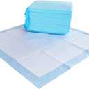 Amazon Basics Scented Dog and Puppy Potty Training Pee Pads, 5-Layer Leak-Proof Super Absorbent with Quick-Dry Surface, Regular Size 22 x 22 Inch, Blue & White, 50 Count