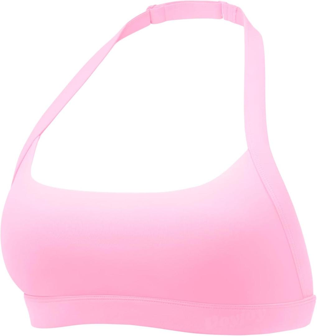 VOYJOY Sports Bras for Women Basic Wireless Bra Crop Workout Yoga Bra Sexy Tank Top (Pink, M)