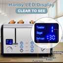 CUSIMAX 4 Slice Toaster, Stainless Steel, Ultra-Clear LED Display & Extra Wide Slots, with Dual Control Panels of 6 Shade Settings, Cancel/Bagel/Defrost Function, Removable Crumb Trays, Black