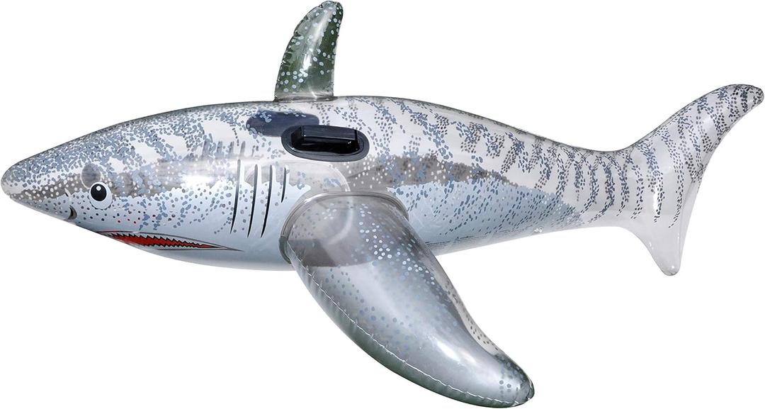 SWIMLINE Inflatable Ride-On Pool Float  Fun Raft for Pools, Beaches, and Summer Parties, Large 70", Shark, Grey