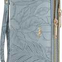 Wallet for Women Clutch Double Zip Around Credit Card Holder Leather Women's Wallet Large Capacity (1A-Light Blue)