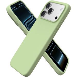 ORNARTO Compatible with iPhone 17 Pro Max Case 6.9", Slim Liquid Silicone 3 Layers Soft Gel Rubber Shockproof Protective Cover with Anti-Scratch Microfiber Lining-Matcha