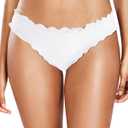 Tempt Me Women Twist Bikini Bottom Moderate High Cut Bathing Suit Bottoms Ruched Swimsuit Bottom (Large, White 1)