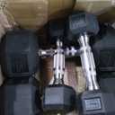 Cap Barbell 150 LB Rubber Coated Hex Dumbbell Hand Weight Set with Vertical Storage Rack - Chrome Handle | Black Rack