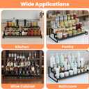 Spice Rack Organizer for Cabinet, Expandable 3 Tiered Spice Rack, Metal Spices Organizer, Display Shelf Organizers for Cabinet, Countertop, Pantry, Cupboard (Black)