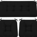 Outdoor Loveseat Cushions, 3 Pieces Replacement Cushions for Wicker Furniture, Waterproof Patio Settee Love Seat Pad for Sofa Couch, 44" x 19" Black