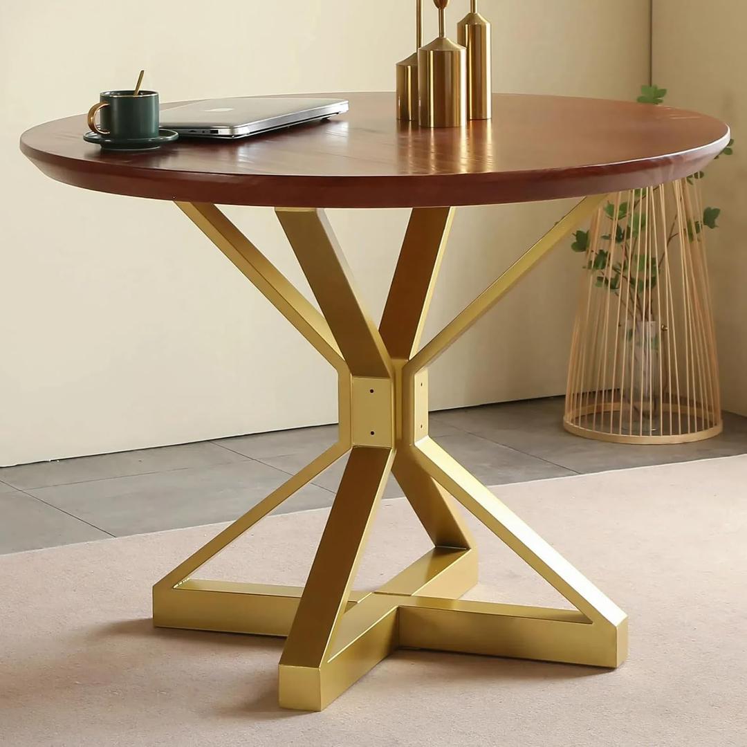Metal Table Base, Modern Pedestal Dinning Table Legs with Suction Cups, Metal Modern Coffee Table (Gold, 30" H*27.6" W)