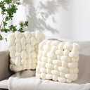 Wenqik 2 Pcs Knot Pillow Soft Throw Pillow Home Decoration Cushion Square Office Knotted Plush Throw Cushion for Living Room Bedroom Sofa Couch Living Room Decor, 12'' x 13''(Ivory)